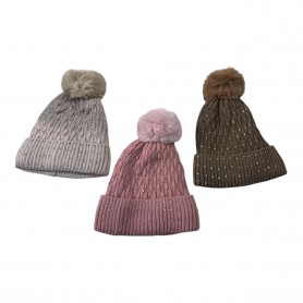 615-3 Γυναικεία Σκουφιά  Με επένδυση γούνα