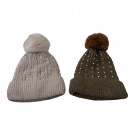 615-8 Γυναικεία Σκουφιά Με επένδυση γούνα