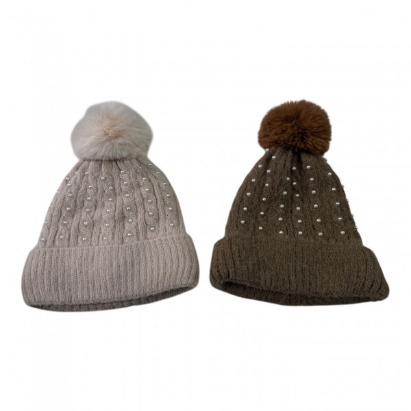 615-8 Γυναικεία Σκουφιά Με επένδυση γούνα